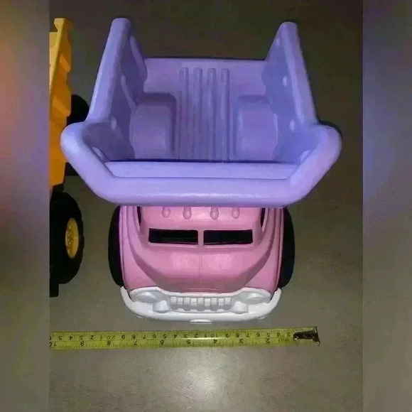 Green Toys Pink and Purple Dump Truck and Yellow Truck - Picture 3 of 5